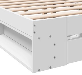 Estrutura de cama c/ gavetas 140x190cm derivados madeira branco