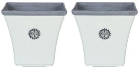 Conjunto de 2 vasos para plantas em pedra branca 37 x 37 x 35 cm ELATEIA Beliani