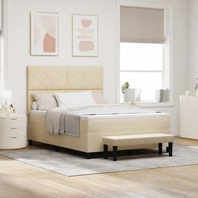 vidaXL Cama Box Creme 160 x 200 cm tecido &amp; Madeira processada