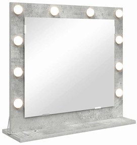 Espelho de Vanidade com Luzes LED Cinza Betão 60x55x18 cm