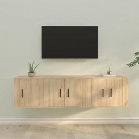 Conjunto móveis de TV 3 pcs madeira processada carvalho sonoma
