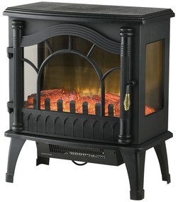 HOMCOM Salamandras Elétricas 1000W/2000W 6820BTU com Temperatura e Brilho Ajustável para Ambientes 15-30 m² 55x31x58 cm Preto | Aosom Portugal