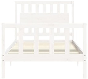 Estrutura de cama com cabeceira 100x200cm madeira maciça branco