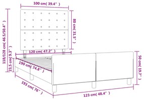 Estrutura cama c/ cabeceira 120x190 cm tecido cinza-acastanhado