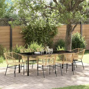 vidaXL Conjunto de Jantar de Jardim 7 Peças Castanho Polyrattan