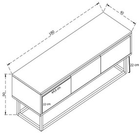 Móvel TV Tılsım – Preto – 180x50x40 cm