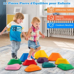 6 peças de pedra de equilíbrio quadrada antiderrapante para crianças - multicolorida