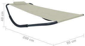 Espreguiçadeira de jardim 200x90 cm aço creme