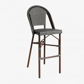 Banqueta Alta Empilhável Brielle Bistro Com Encosto Em Alumínio E Rattan Sintético Cinza Grafito & ↑75 Cm - Sklum