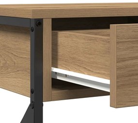 Mesa de Console vidaXL Carvalho Artesanal 75x28x75 cm Madeira e Aço