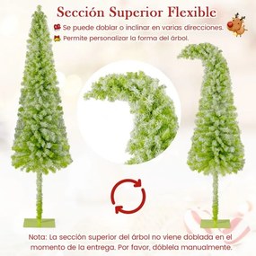 Árvore de Natal Fantasiosa de 210 cm Topo Flexível Artificial com Luzes (DECORAÇÃO NÃO INCLUIDA) para Festas e 366 Pontas de Galhos Verdes