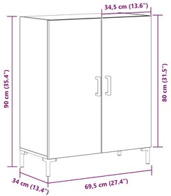 Sideboard vidaXL Preto Carvalho 69,5x34x90 cm Madeira de engenharia