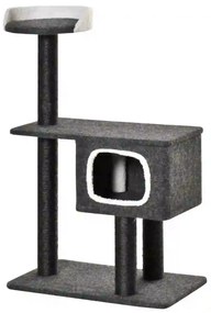 PawHut Árvore para Gatos Torre de Escalada para Gato com Caverna Várias Plataformas e Postes Arranhadores de Sisal Natural Centro de Atividades 70x41x112cm Cinza Escuro