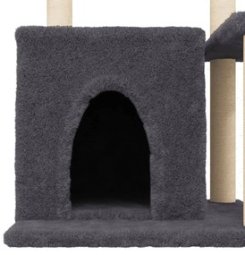 Árvore p/ gatos c/ postes arranhadores sisal 83 cm cinza-escuro