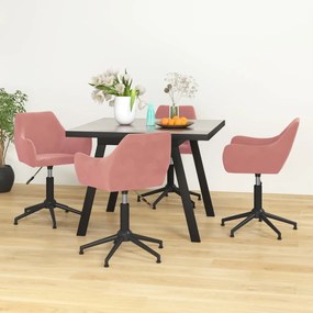 vidaXL Cadeiras de jantar giratórias 4 pcs veludo rosa