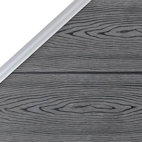 Painel vedação WPC 3 quadrados + 1 inclinado 619x186cm cinzento