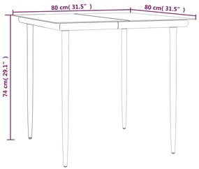 3 pcs conjunto de jantar para jardim aço e textilene preto