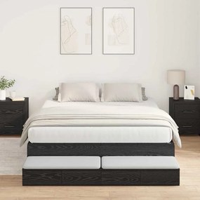 vidaXL Estrado de cama com arrumação com gaveta Carvalho Preto 135 cm