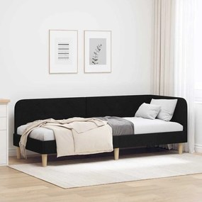 vidaXL Estrutura de Cama de Canto Preto 80 x 200 cm tecido