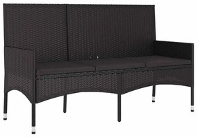 4 pcs conjunto lounge de jardim c/ almofadões vime PE preto