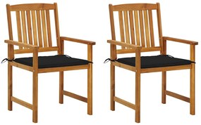 vidaXL Cadeiras de jardim com almofadões 2 pcs acácia maciça