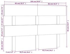 Cabeceira de cama 164x3x81 cm pinho maciço cinzento