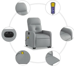Poltrona elétrica reclinável massagens tecido cinzento-claro