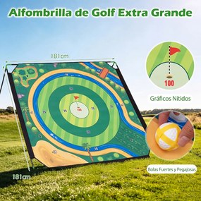 Conjunto de Golfe Infantil, 181 x 255 x 125 cm, Ângulo Ajustável em 7 Posições, Verde