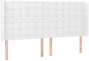 Cabeceira cama c/ LED couro artificial 203x16x118/128 cm branco