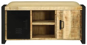 Armário Banco 100x35x50 cm Madeira Sólida de Mangueira Rugosa