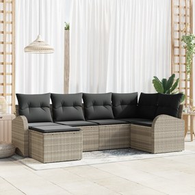 Conjunto de Sofá de Jardim vidaXL 6 Peças com Almofadas em Rattan Poli