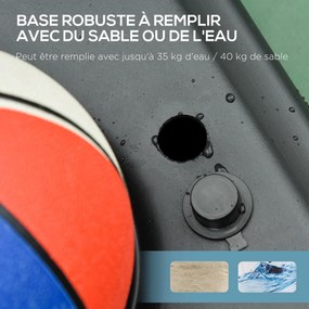 Cesto de basquetebol para exterior com poste e tabela, base de lastro com Rodas, altura ajustável de 2,1 a 2,6 m (cesto) preto, vermelho