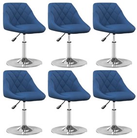 Cadeiras de jantar giratórias 6 pcs veludo azul