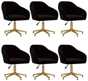 vidaXL Cadeiras de jantar giratórias 6 pcs veludo preto