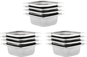 vidaXL Recipientes gastronorm 12 pcs GN 1/6 65 mm aço inoxidável