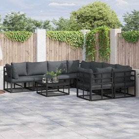 vidaXL Conjunto de Sofá de Jardim com almofada 8 pcs Preto Aço
