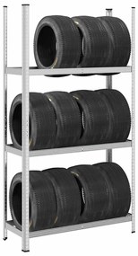 vidaXL Prateleiras pneus de 3 camadas 2 unid 110x40x200cm aço prateado