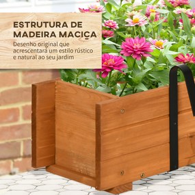 Outsunny Floreira de Madeira de Chão ou Parede Floreira Retangular com 2 Orifícios de Drenagem e 2 Ganchos para Cultivos de Plantas Flores em Jardim Varanda 91x18x16,5cm Madeira