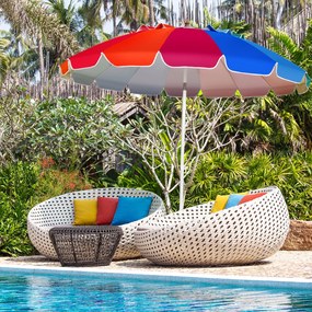 Guarda-sol Praia Guarda-sol ajustável com UPF50+ Protecção solar Portátil inclinável de Exterior Jardim Arco íris 2,2 x 2,45 m