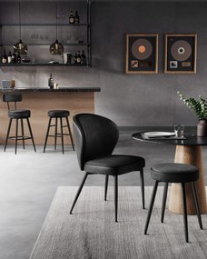 Banco de bar giratório com assento estofado em couro sintético | VASAGLE | 54 x 54 x 91 cm | preto | LBC889B01.