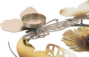 Castiçal Redondo com Borboletas e Flores Multicolor – 39x35,5x7 cm