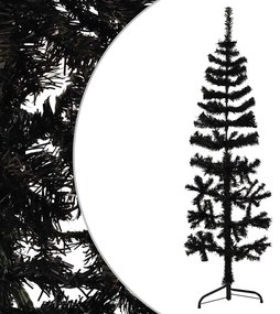 Meia árvore de Natal fina com suporte 150 cm preto