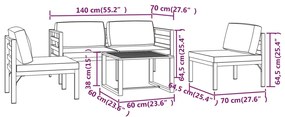5 pcs conjunto lounge jardim com almofadões alumínio antracite
