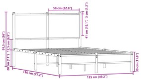 Estrutura de cama sem colchão 120x190 cm metal carvalho sonoma