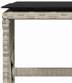11 pcs conjunto jantar p/ jardim c/ almofadões vime PE cinzento
