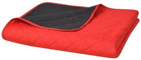 vidaXL Colcha dupla face acolchoada 170x210 cm vermelho e preto