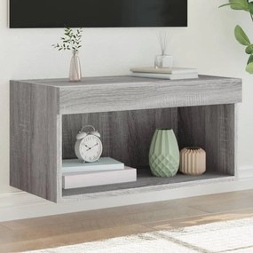 vidaXL Móvel de TV com luzes LED 60x30x30 cm cinzento sonoma