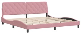 Estrutura de cama c/ cabeceira 200x200 cm veludo rosa