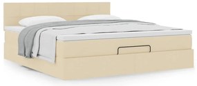 Estrutura de cama otomana com creme de colchão 180x200cm tecido