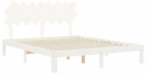 Estrutura de cama com cabeceira 160x200 cm madeira maciça